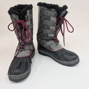 Weatherproof Gray And Pink Lace Up Gracie Winter Boots Size 8